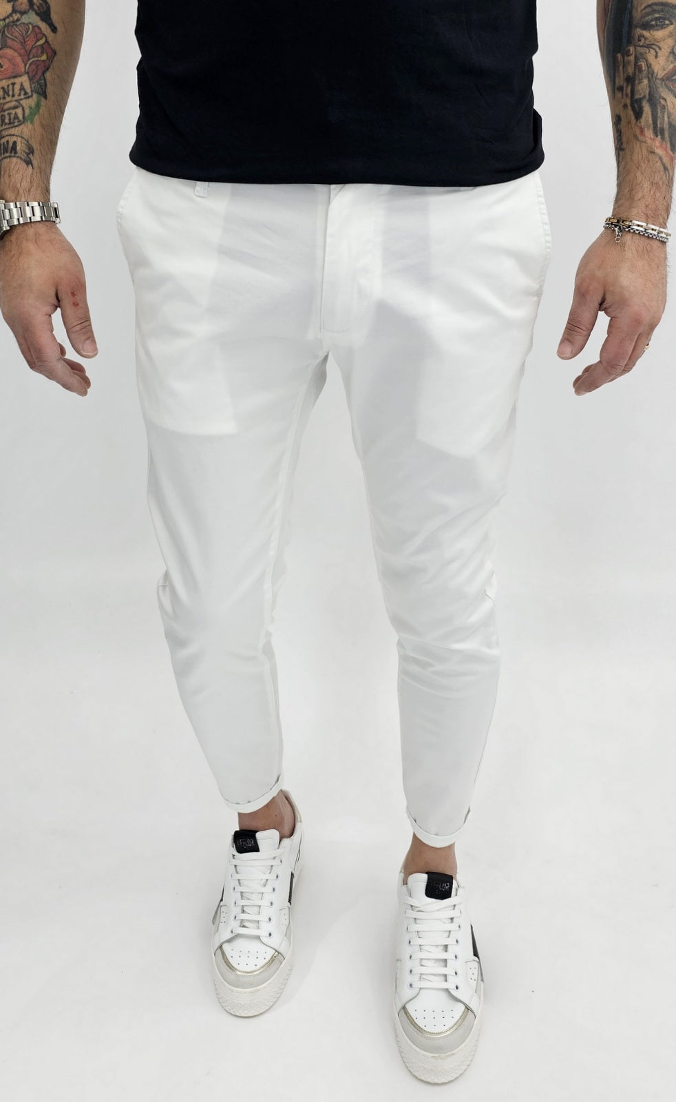 Pantalone Capri cotone  Elastico Tasche America 4 colori Sabbia Nero Blu bianco