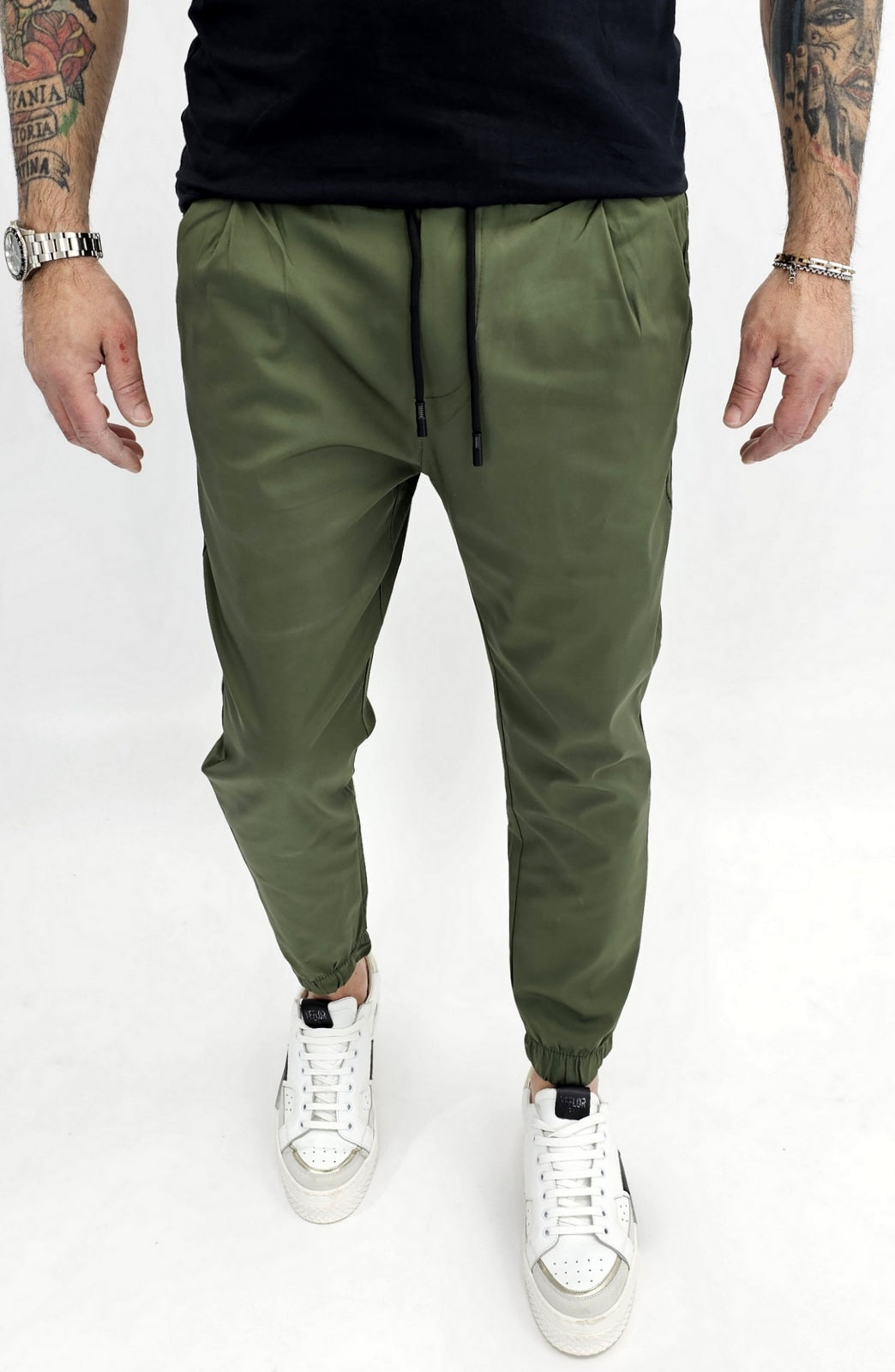 Pantalone Uomo Cotone Elastico Capri Tasche Americane Molla Caviglie 5 colori
