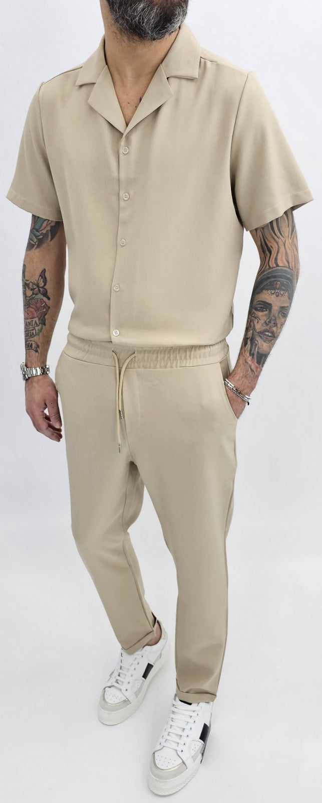 Completo uomo made in italy camicia+pantalone over size s,m,l,xl,xxl