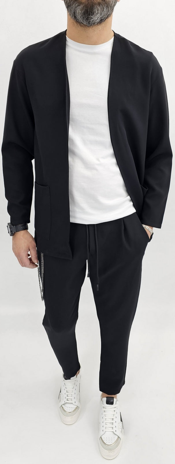 Completo uomo modello Japan over size tessuto morbido giacca e pantalone italy