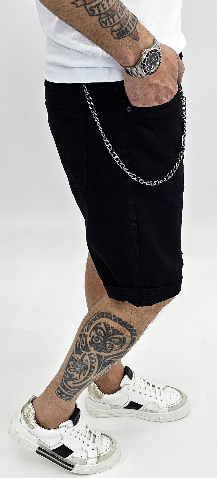 Pantaloncini Uomo In Poliestere - Bermuda Sportivi Multitasche Con Risvolto, Ideali Per Sport E Tempo Libero - Foto 3