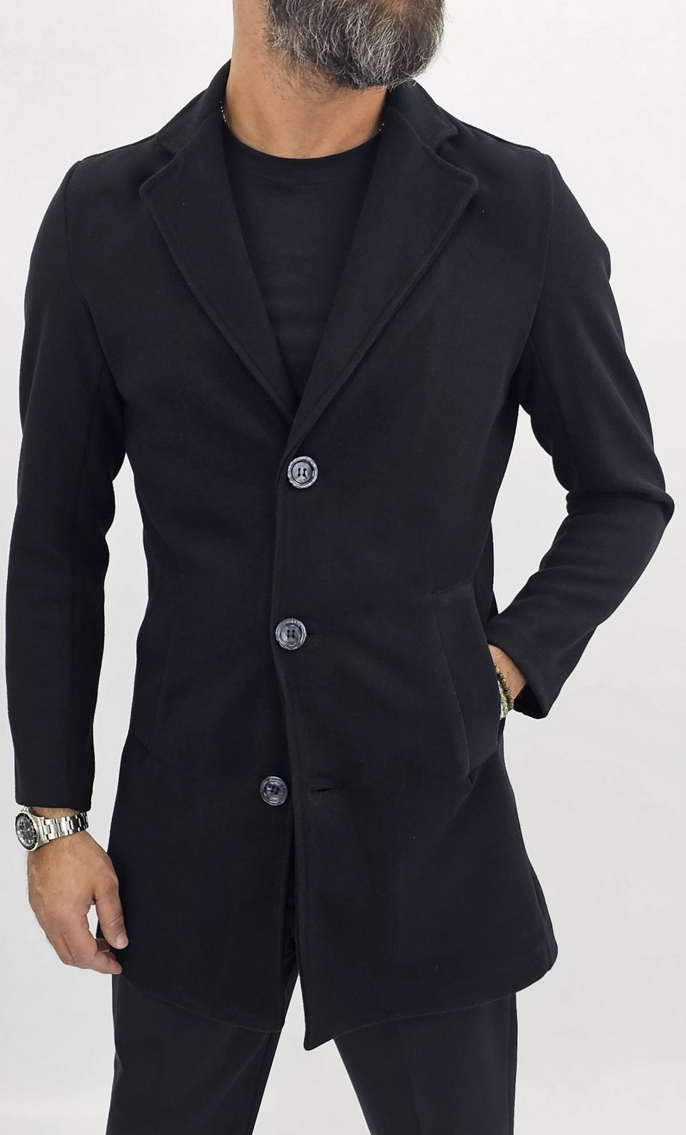 Cappotto Uomo Invernale monopetto Giacca Slim fit Elastico s,m,l