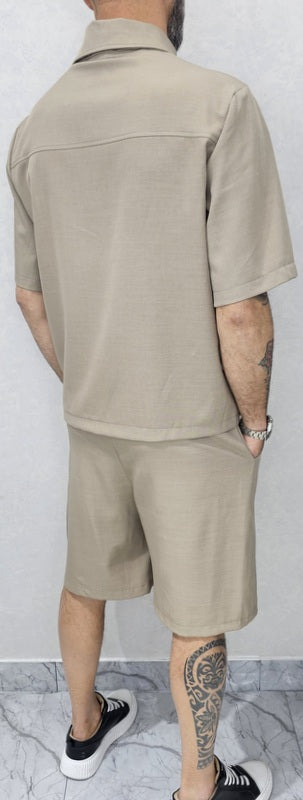 Coordinato safari polo + Bermuda colori fango,nero,grigio  s,m,l,xl,xxl