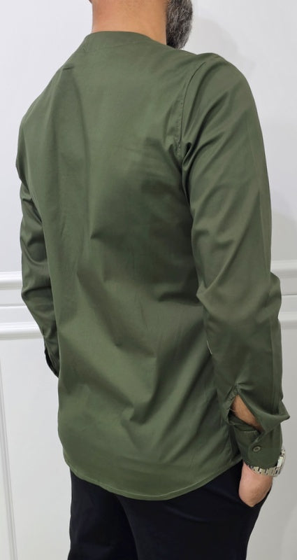 Camicia uomo Slim elastica cotone Scollo V Manica Lunga s,m,l,xl,xxl
