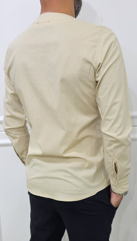Camicia uomo Slim elastica cotone Scollo V Manica Lunga s,m,l,xl,xxl