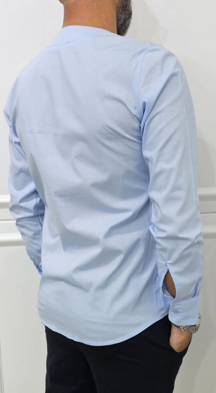 Camicia uomo Slim elastica cotone Scollo V Manica Lunga s,m,l,xl,xxl