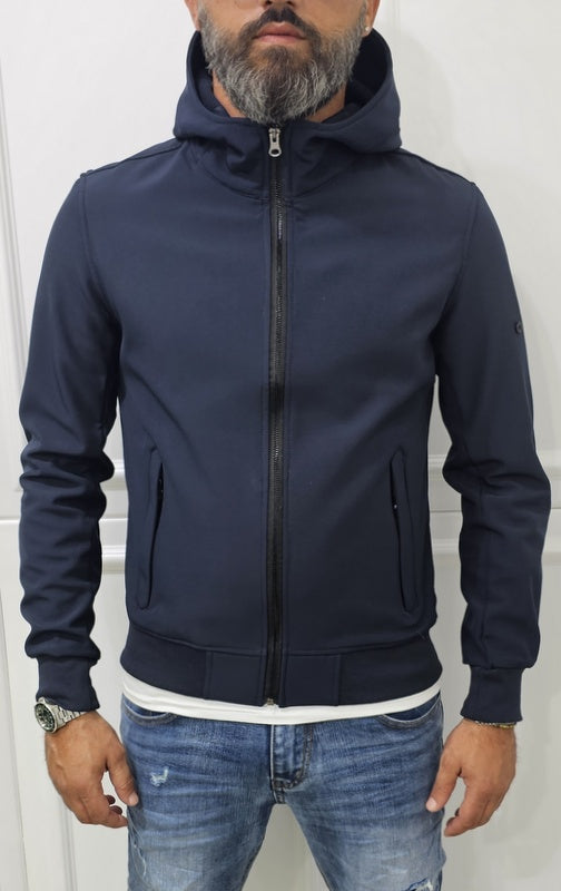 Giubbino uomo Cappuccio Tech Nero/Blu/Crema s,m,l,xl,xxl