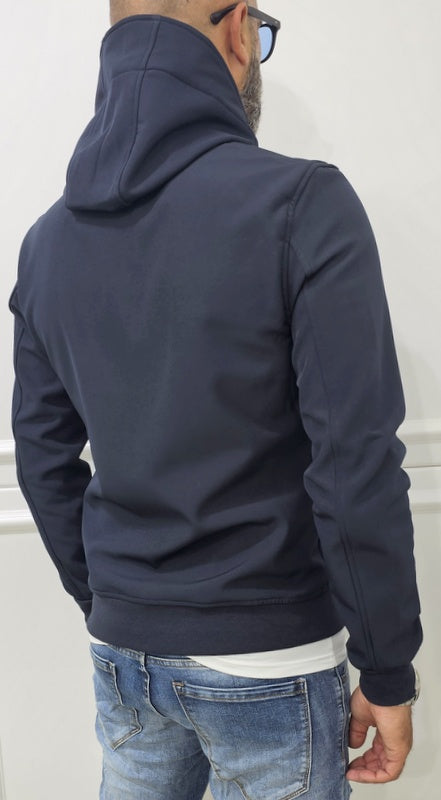 Giubbino uomo Cappuccio Tech Nero/Blu/Crema s,m,l,xl,xxl