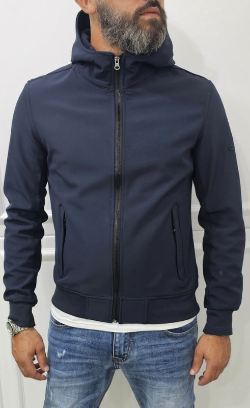 Giubbino uomo Cappuccio Tech Nero/Blu/Crema s,m,l,xl,xxl