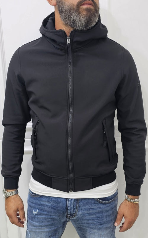 Giubbino uomo Cappuccio Tech Nero/Blu/Crema s,m,l,xl,xxl