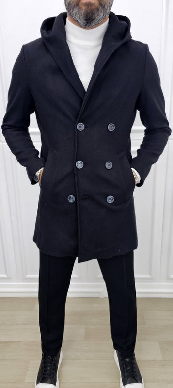 Cappotto Uomo Invernale Nero Lungo Doppiopetto s,m,l,xl,xxl