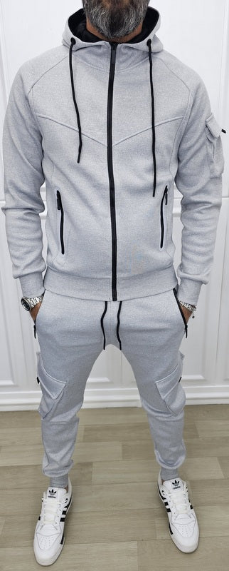 Tuta Tech catarifrangente cargo Cappuccio Completo felpata grigio,nero s,m,l,xl,xxl