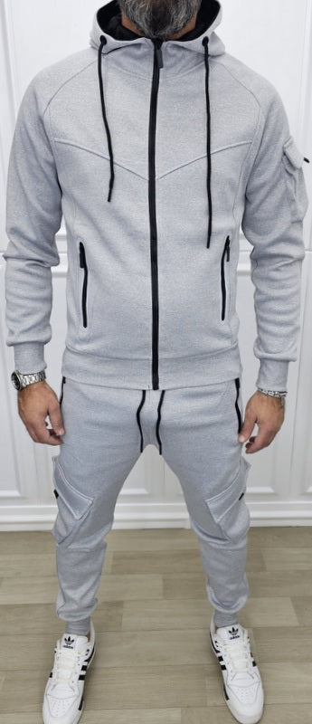 Tuta Tech catarifrangente cargo Cappuccio Completo felpata grigio,nero s,m,l,xl,xxl