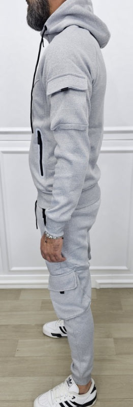 Tuta Tech catarifrangente cargo Cappuccio Completo felpata grigio,nero s,m,l,xl,xxl