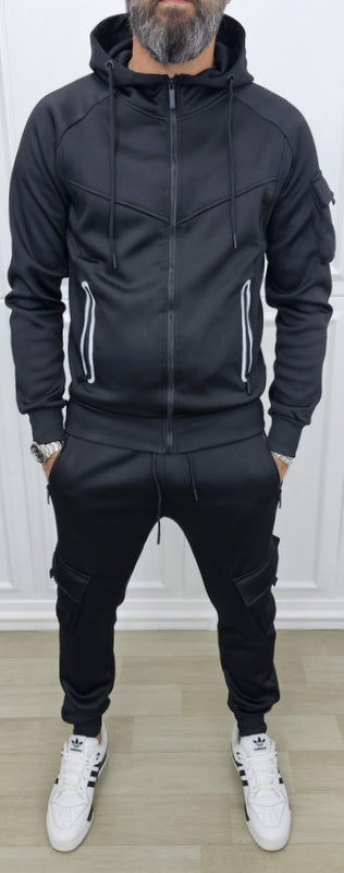 Tuta Tech catarifrangente cargo Cappuccio Completo felpata grigio,nero s,m,l,xl,xxl