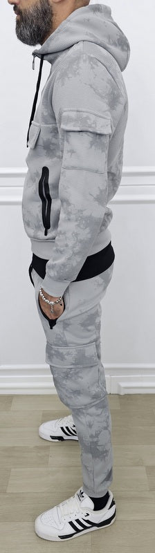 Tuta Tech mimetica cargo Nido D'ape Cappuccio felpata Nero/Grigio  s,m,l,xl,xxl