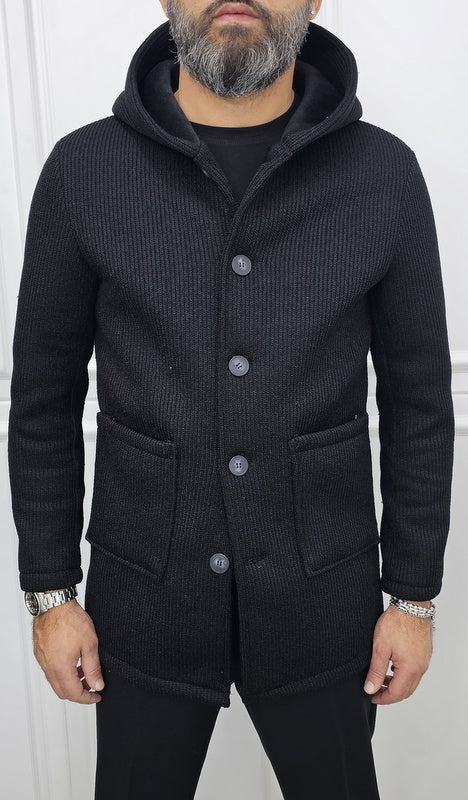 Cappotto Uomo cappuccio termico a coste Invernale blu,nero,sabbia s,m,l,xl,xxl