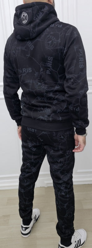 Tuta Paris Limited edition Nero/Bianco Marmorizzata Cappuccio Completo felpata F03 s,m,l,xl,xxl
