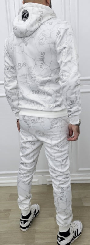 Tuta Paris Limited edition Nero/Bianco Marmorizzata Cappuccio Completo felpata F03 s,m,l,xl,xxl