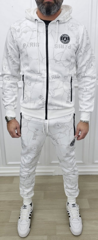 Tuta Paris Limited edition Nero/Bianco Marmorizzata Cappuccio Completo felpata F03 s,m,l,xl,xxl