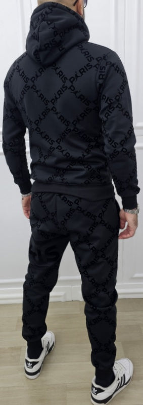 Tuta Paris Limited edition Nero Cappuccio Completo felpata F02 s,m,l,xl,xxl