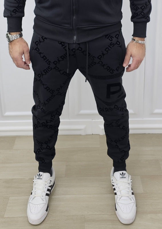 Tuta Paris Limited edition Nero Cappuccio Completo felpata F02 s,m,l,xl,xxl