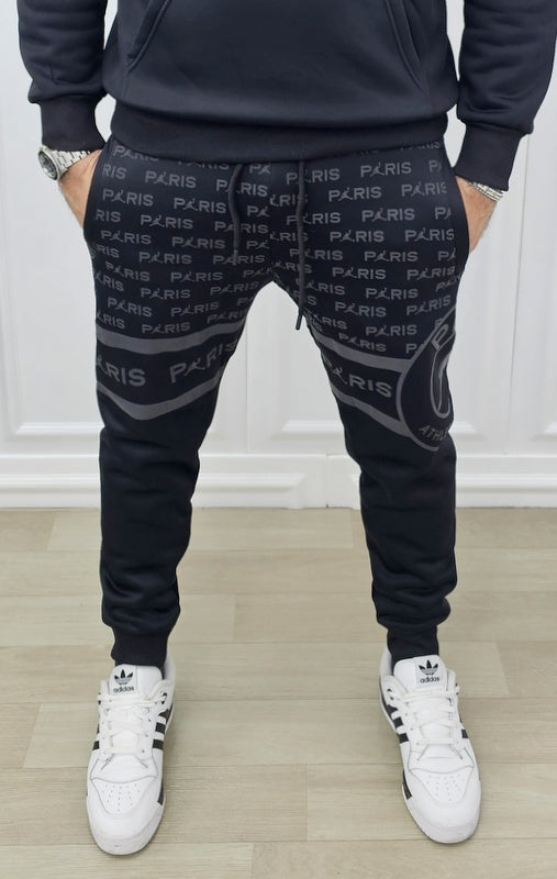 Tuta Paris Limited edition Nero Cappuccio Completo felpata F01 s,m,l,xl,xxl