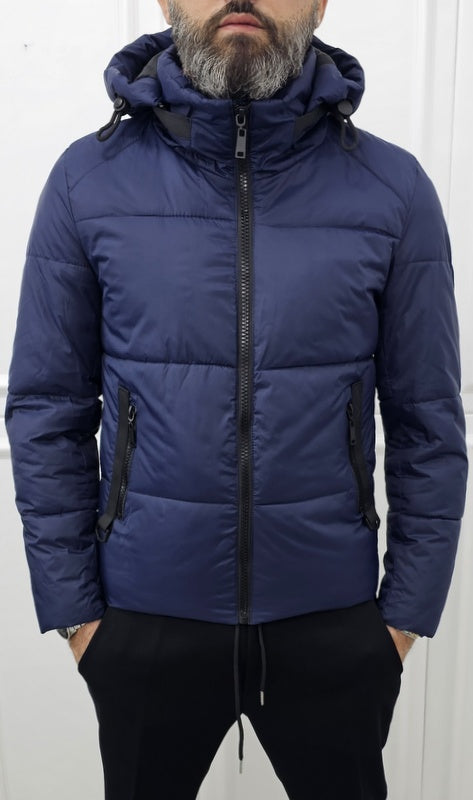 Giubbino uomo Cappuccio estraibile Tech impermeabile Blu s,m,l,xl,xxl