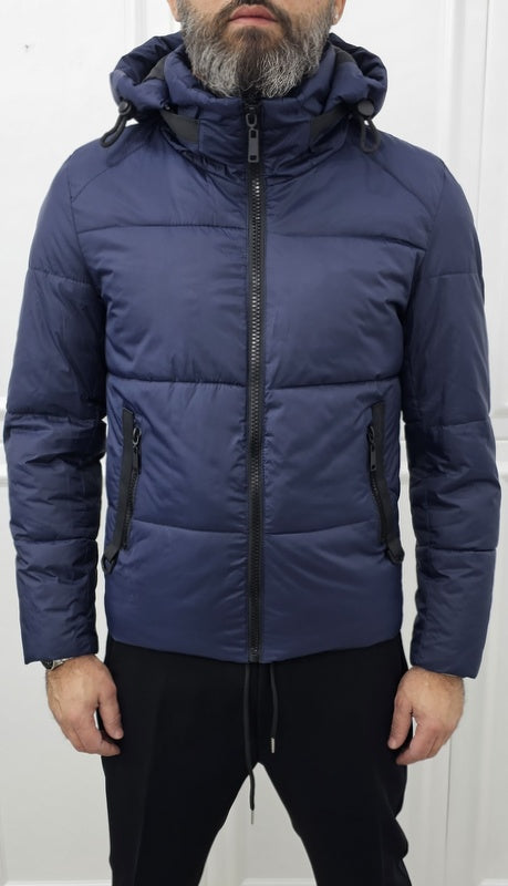 Giubbino uomo Cappuccio estraibile Tech impermeabile Blu s,m,l,xl,xxl