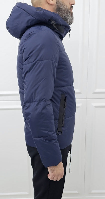 Giubbino uomo Cappuccio estraibile Tech impermeabile Blu s,m,l,xl,xxl