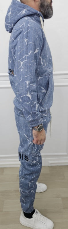 Tuta Paris Limited Edition Effetto Denim 2 Colori Cappuccio Completo felpata  s,m,l,xl,xxl