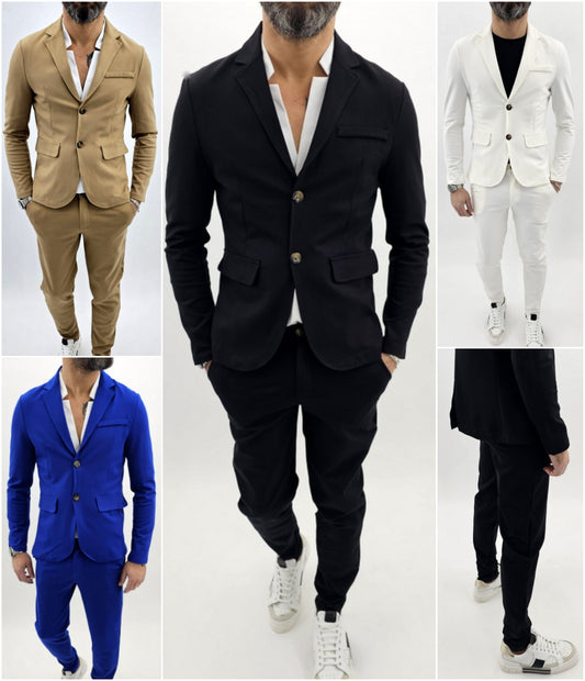 Completo uomo primaverile giacca e Pantalone  2 bottoni tessuto elastico s,m,l,xl,xxl