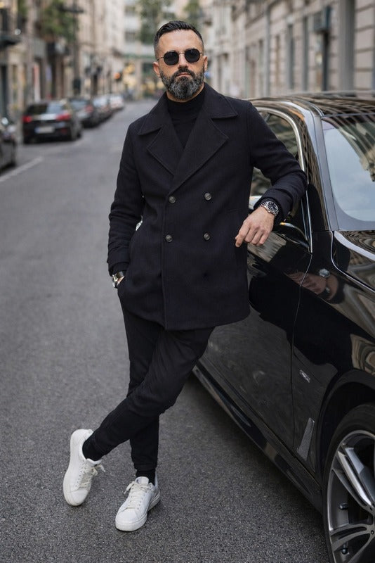 Cappotto Uomo Doppiopetto Giacca Slim fit Elastico s,m,l,xl,xxl 3 Colori