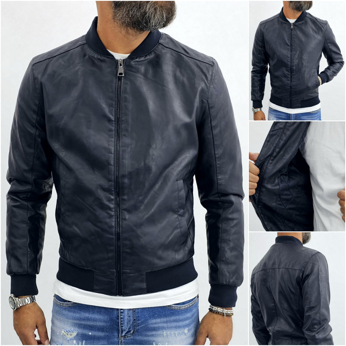 Giubbotto pelle bomber nero uomo puro scamosciato taglia Giubbotto pelle bomber nero uomo puro scamosciato taglia