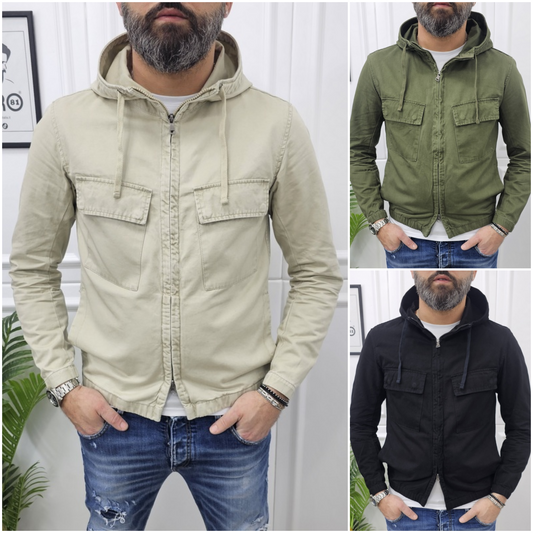 GIUBBINO PRAGA CAPPUCCIO EFFETTO JEANS 3 COLORI S,M,L,XL,XXL