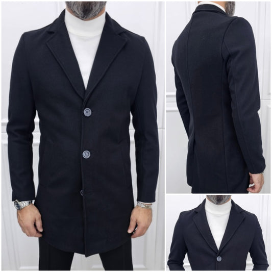 Cappottino uomo made in italy Nero 3 bottoni s,m,l,xl,xxl