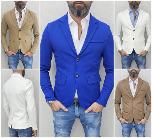 Giacca uomo primaverile 2 bottoni tessuto elastico s,m,l,xl,xxl