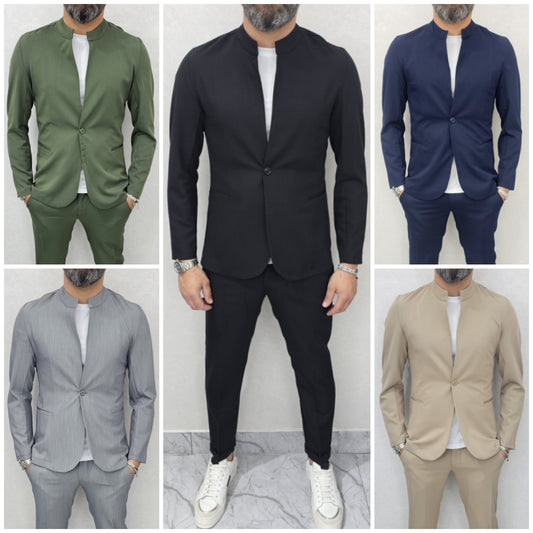 Completo uomo Coreano 1 bottone Giacca+Pantalone  capri 44,46,48,50,52