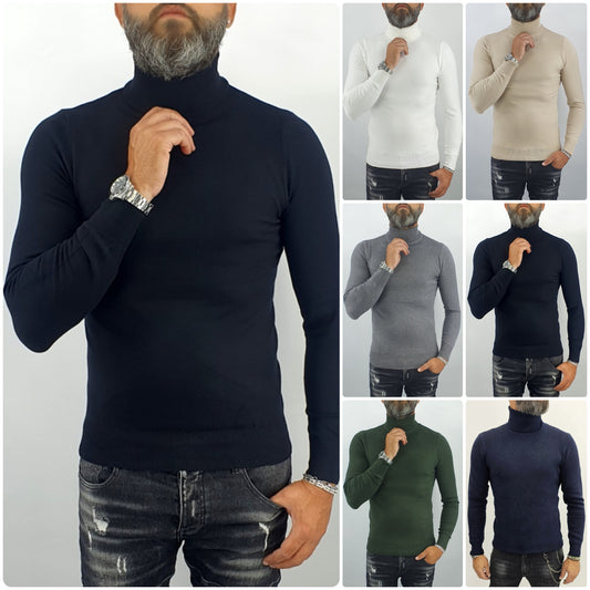 Maglione uomo invernale cardigan collo alto maglia sotto giacca casual