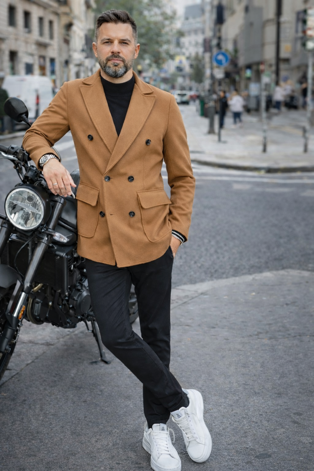 Cappotto Uomo Doppiopetto Tasca Giacca Slim fit Elastico s,m,l,xl,xxl