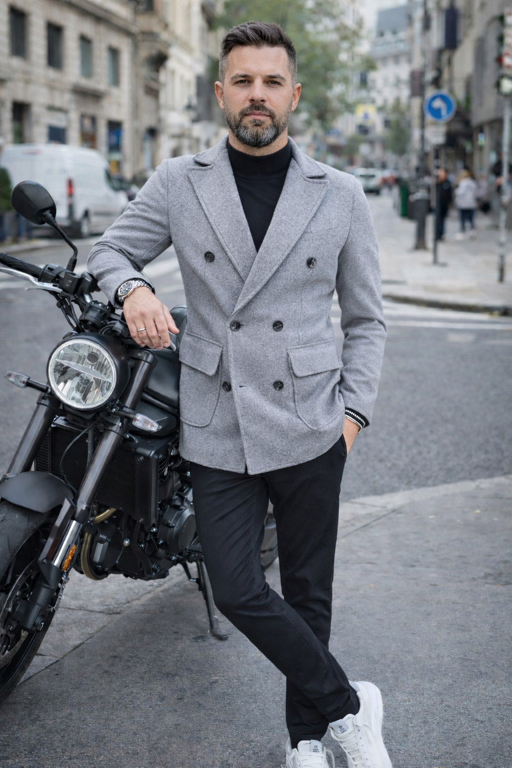 Cappotto Uomo Doppiopetto Tasca Giacca Slim fit Elastico s,m,l,xl,xxl