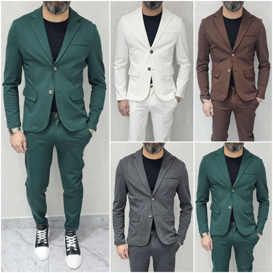 Completo uomo primaverile giacca e Pantalone  2 bottoni tessuto elastico s,m,l,xl,xxl