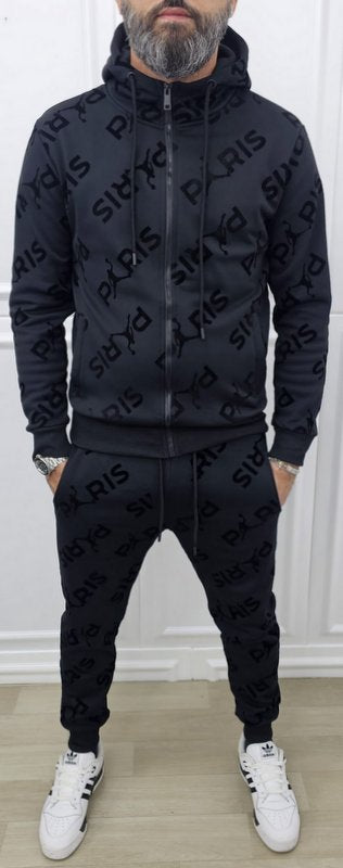 Tuta Paris Limited edition Nero Cappuccio Completo felpata s,m,l,xl,xxl