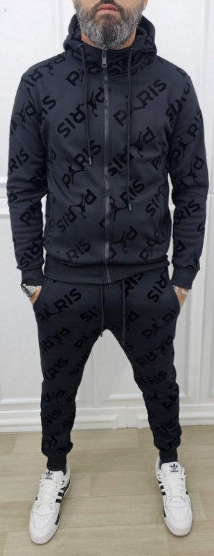 Tuta Paris Limited edition Nero Cappuccio Completo felpata s,m,l,xl,xxl