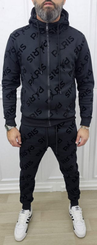 Tuta Paris Limited edition Nero Cappuccio Completo felpata s,m,l,xl,xxl