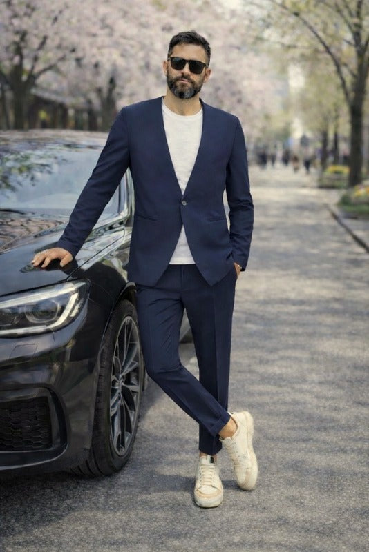 Abito uomo completo 1 bottone giacca+pantalone+T-shirt s,m,l,xl,xxl