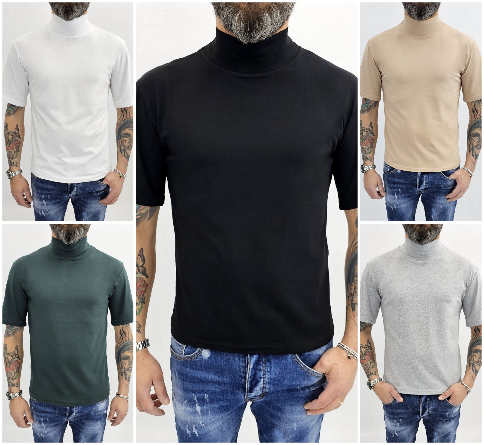 Maglia cotone collo alto uomo on sale