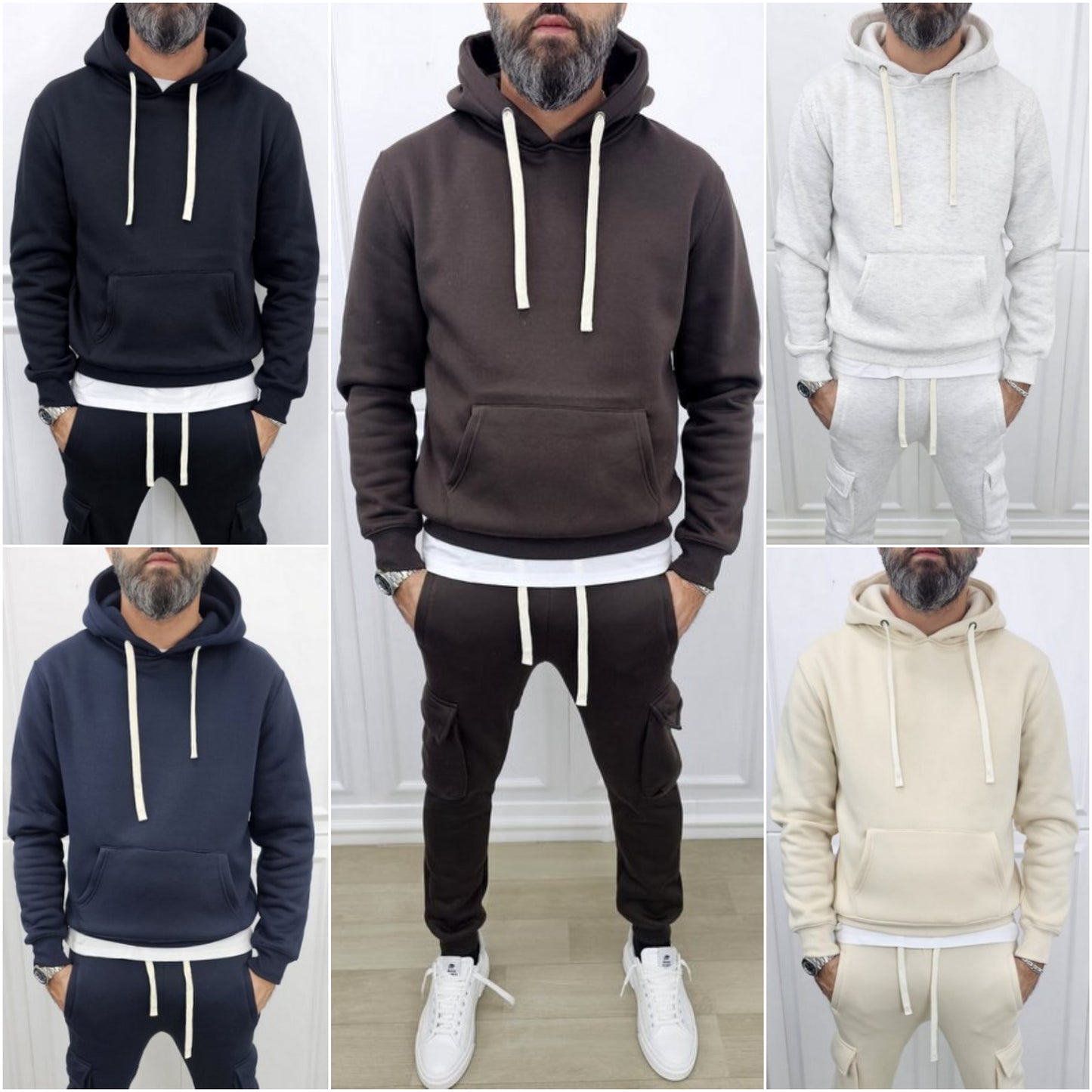 Tuta Cargo Felpata invernale Cappuccio Completo 5 colori s,m,l,xl,xxl,3xl