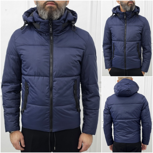 Giubbino uomo Cappuccio estraibile Tech impermeabile Blu s,m,l,xl,xxl