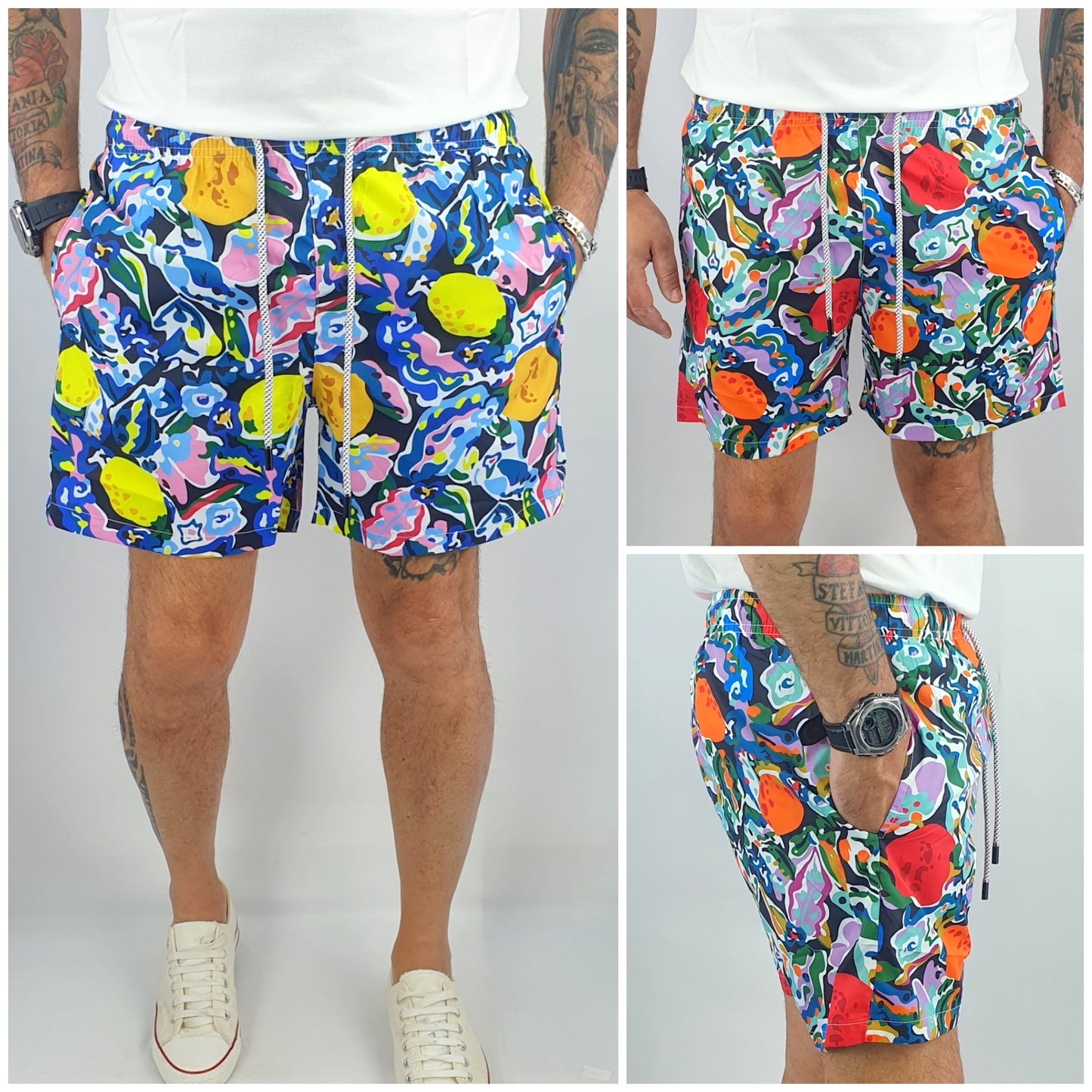 Costume Da Bagno Uomo Da Mare Limoni Bermuda Pantaloncino Colorato Corto